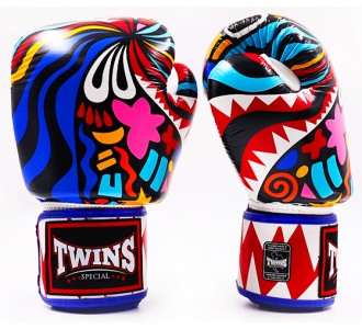 Боксерские перчатки Twins Special с рисунком (FBGVL3-62 white/blue)